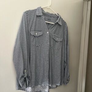 Croft & Barrow Navy and White Striped Shirt